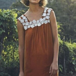 NWT Plenty Tracy Reese York Brown Lace Rosette Shift Dress XS Anthropologie